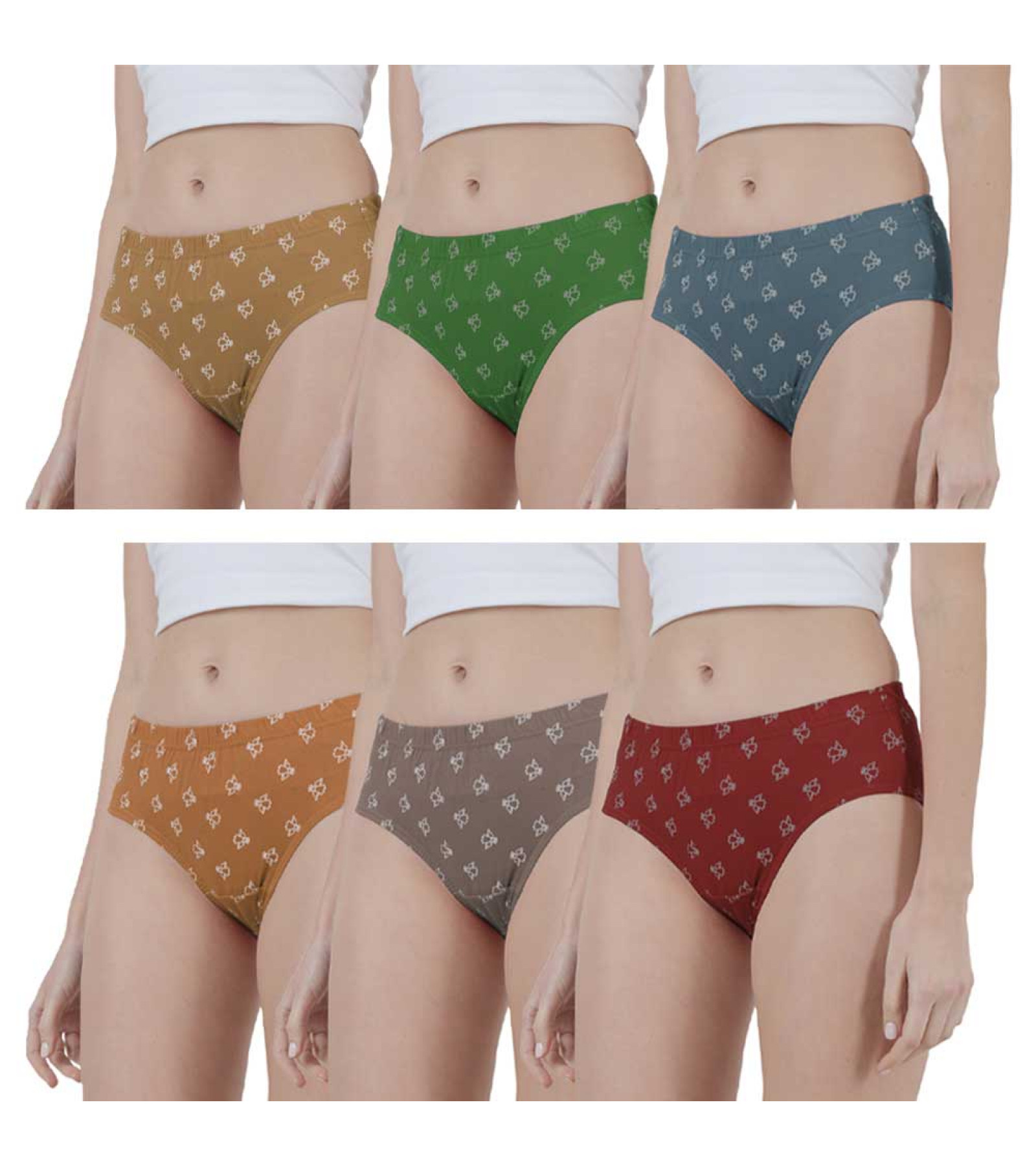 Vink Multicolor Womens Printed Panty Pack of 6 Combo
